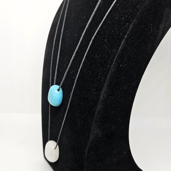 BOHO White and Turquoise Colored Pendants - Set of 2 - Picture 4 of 5